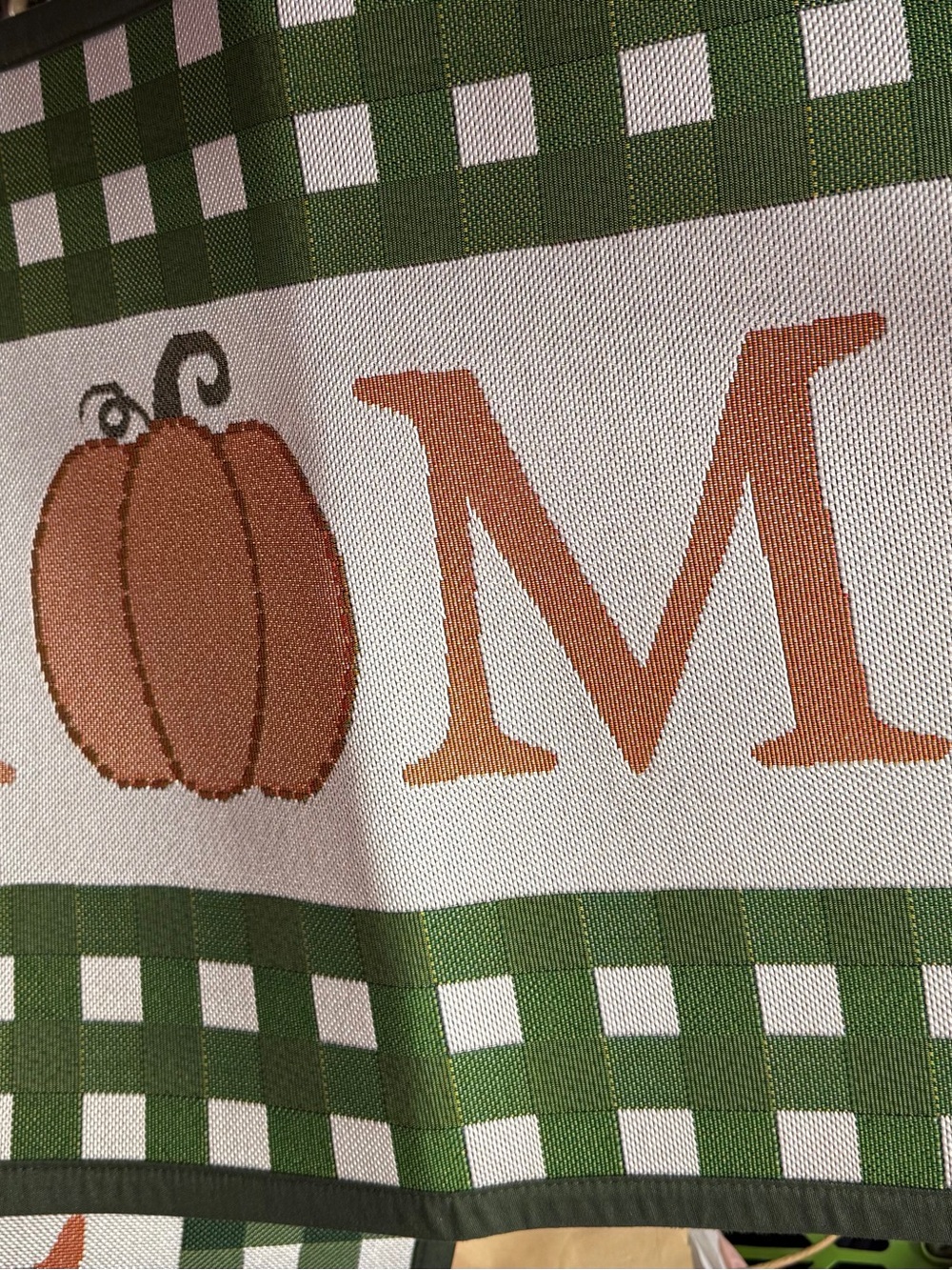 Autumn Pumpkin Fall Accent Rug Green Orange Checker Door Mat HOME decor - Picture 6 of 9